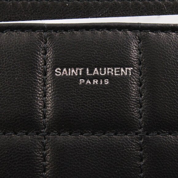 NWOT Saint Laurent Quilted Smooth Leather Card Case in Black/Silver - Picture 7 of 12